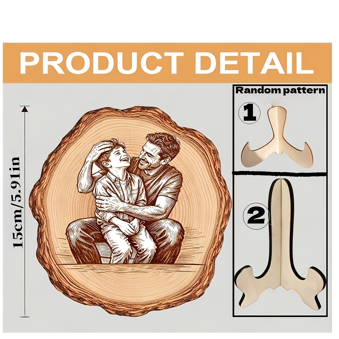 Image of Custom Photo Wooden Vintage Wood Grain Pattern Plaque Home Decoration Ornament Valentine's Day Mother's Day Father's Day Gift (random Base )