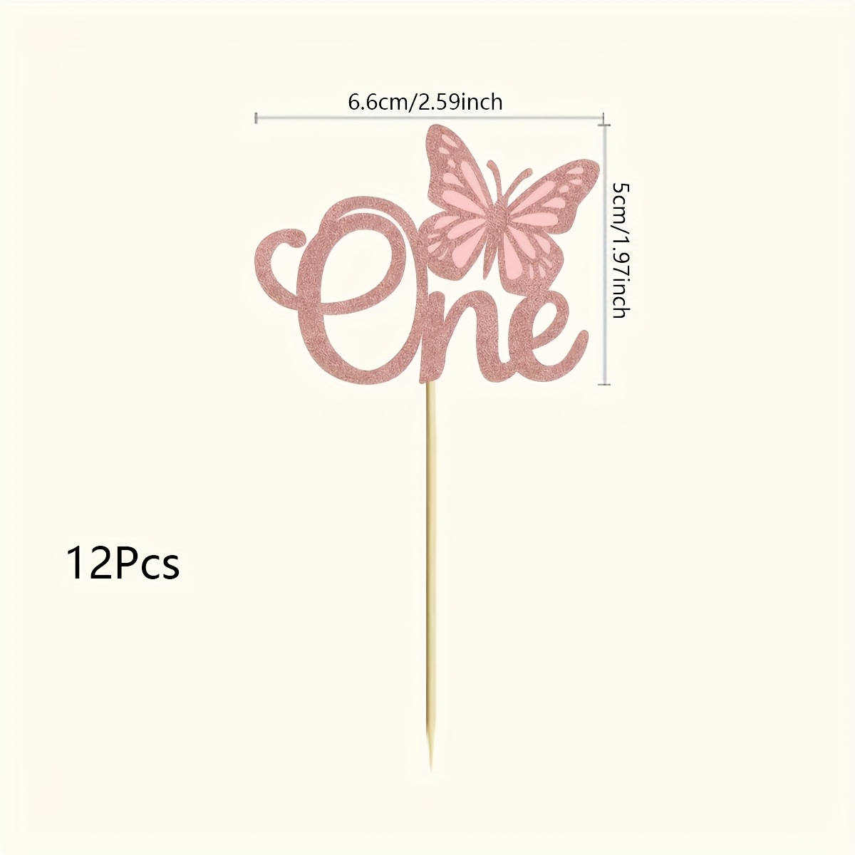 Image of 12pcs 1 Cake Topper Set - Glittery Pink & Party Decorations For 1st Birthday, Wedding Anniversary, Shower - Material, No Needed, Decorations For Christmas, Newyear, Valentine, Party Events