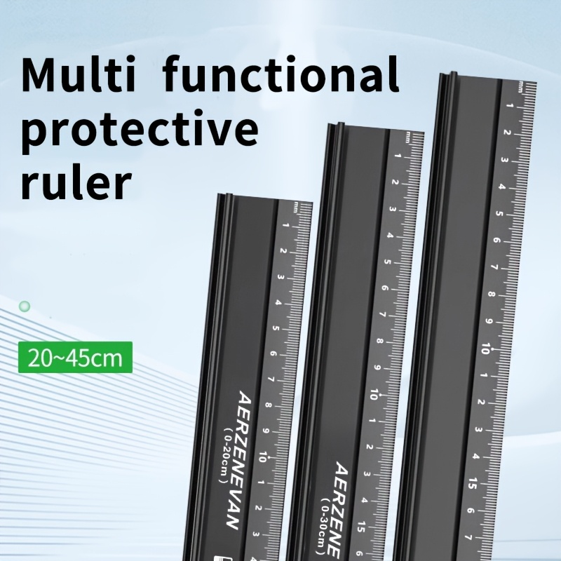 

1pc Aluminum Alloy Ruler - Multi-functional Protective Straight , , Cut Resistant, Non-slip, Ink-proof, Measuring Tool