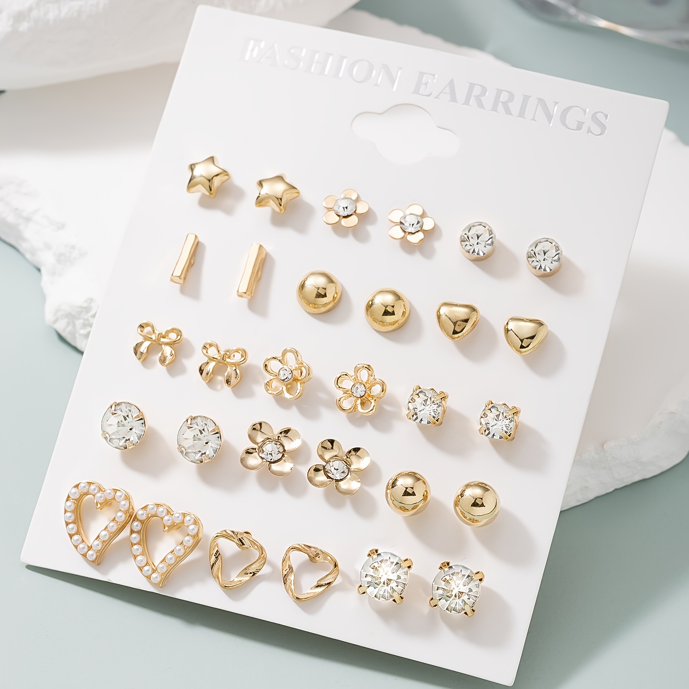 TEMU 15 Combinación Multi-Estilo Gran Colección, Elegante, Compacto, Moderno, Minimalista, Lindo Set de Aretes de Mujer para en con de
