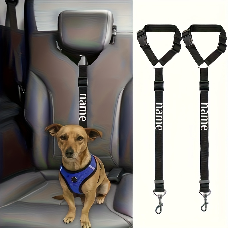 TEMU Custom Embroidered Name, 2-in-1 Adjustable Dog Car Seat Belt, Comfortable Dog Car Harness. Use This Backseat Tether And Loop To Keep Your Pet