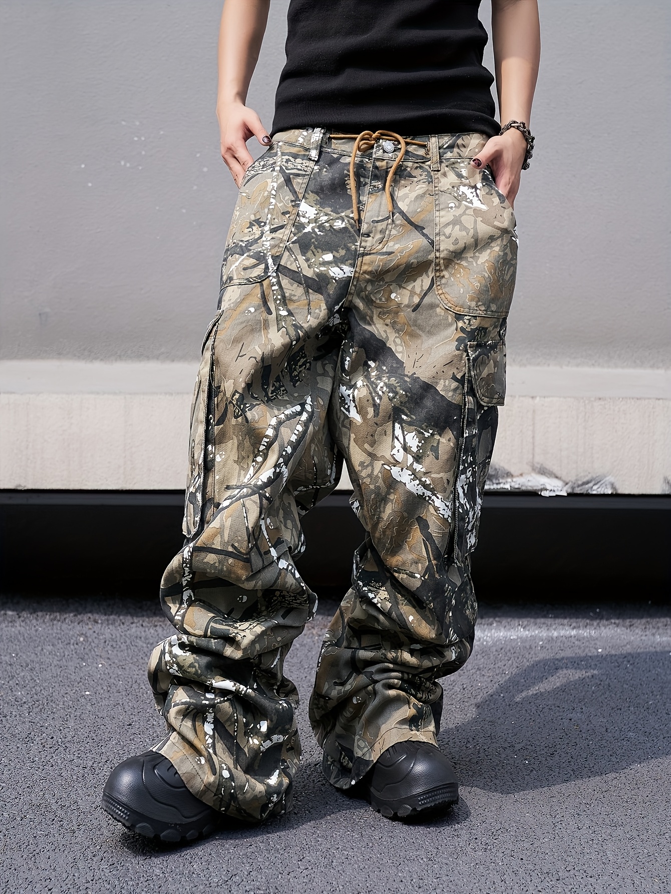 Pantalon Tipo Jeans Camuflados Hombre Pantalones Cargo Holgados