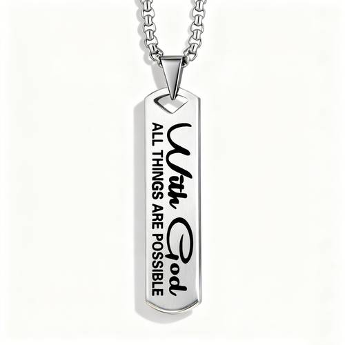 with god all things are faith slogan stainless steel pendant necklace a personalized inspirational gift for christian enthusiasts suitable for holidays and everyday gifting