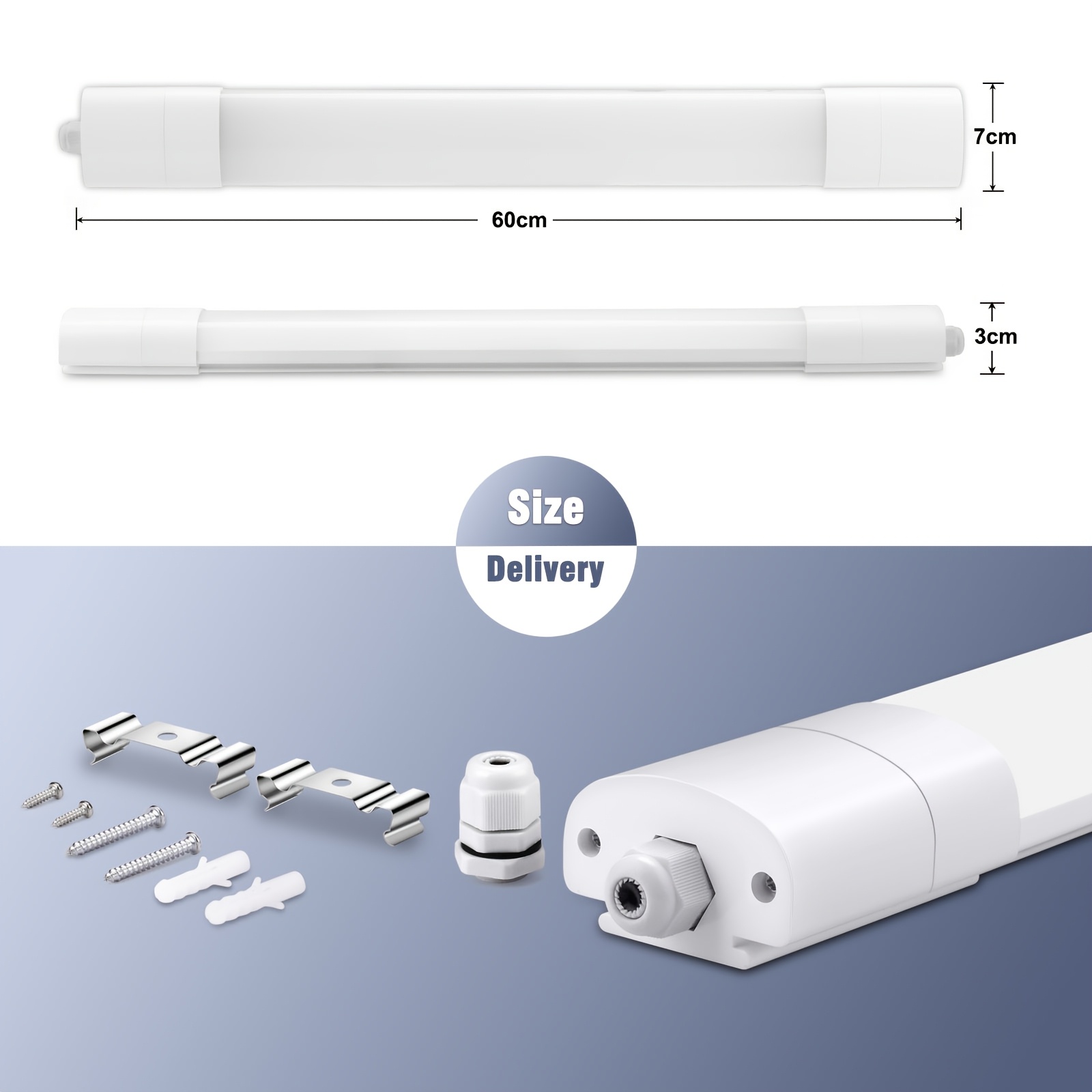 4pcs Led Wet Room Light Set, 60cm/90cm, 4000k Neutral White Light, Led Ceiling Light, Led Tube, Suitable For Workshop, Garage, Basement, Living Room, Kitchen, Etc