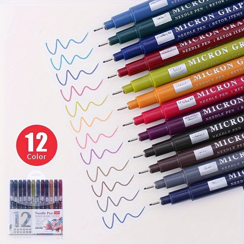 

1 Box Of 12 Retro-colored Needle Markers Suitable For Ledger Marking Art Drawing Drawing And Filling 0.5mm Pencil, Soft Head Filling Pen Painting Pens, Painting Supplies