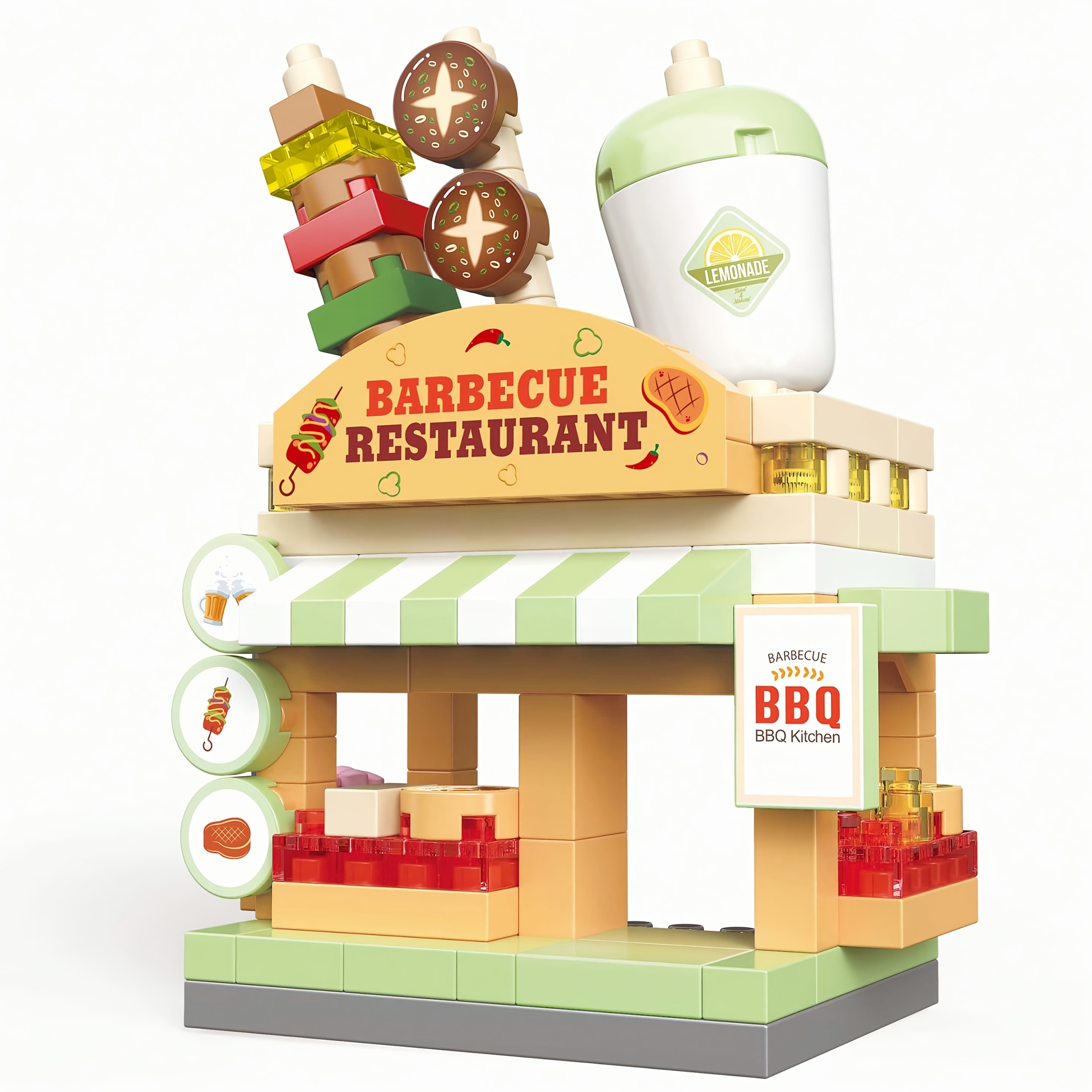 Micro Particle Building Block Set, Ramen Shop & BBQ Shop Decor