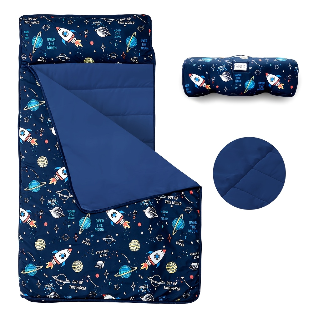 TEMU Beeweed , Rocket, And Alpaca Print , Suitable For Boys And Girls Ages 3 To 6, Featuring A Built-in Roll-up Blanket, Sleeping Bag, And Portable