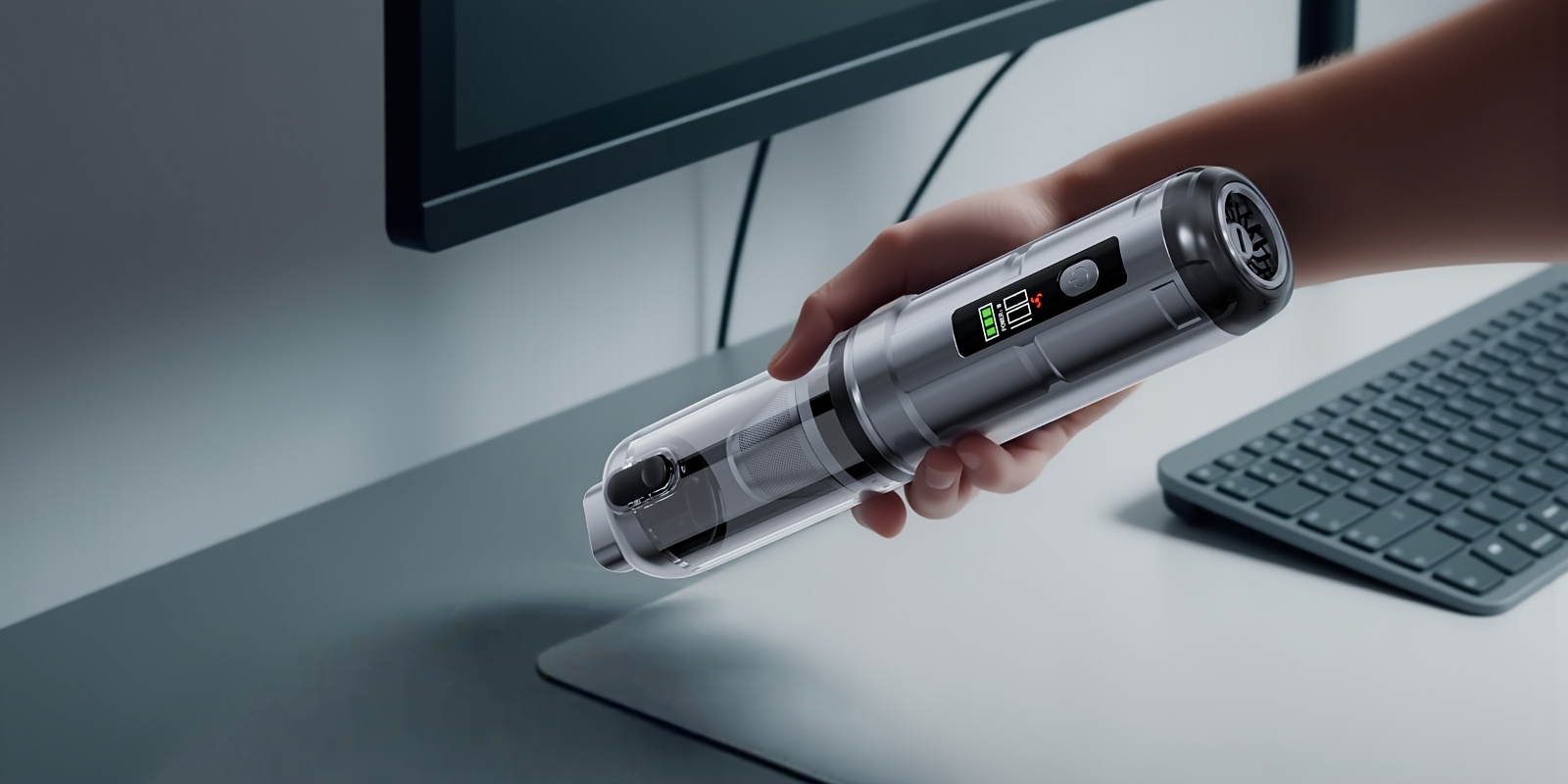 Portable Car Vacuum Cleaner - Handheld Vacuum Cleaner with High Power, Wireless Small Vacuum Cleaner, USB Rechargeable, One-Click Dust Discharge Function, Suitable for Home, Pets, Car, Office