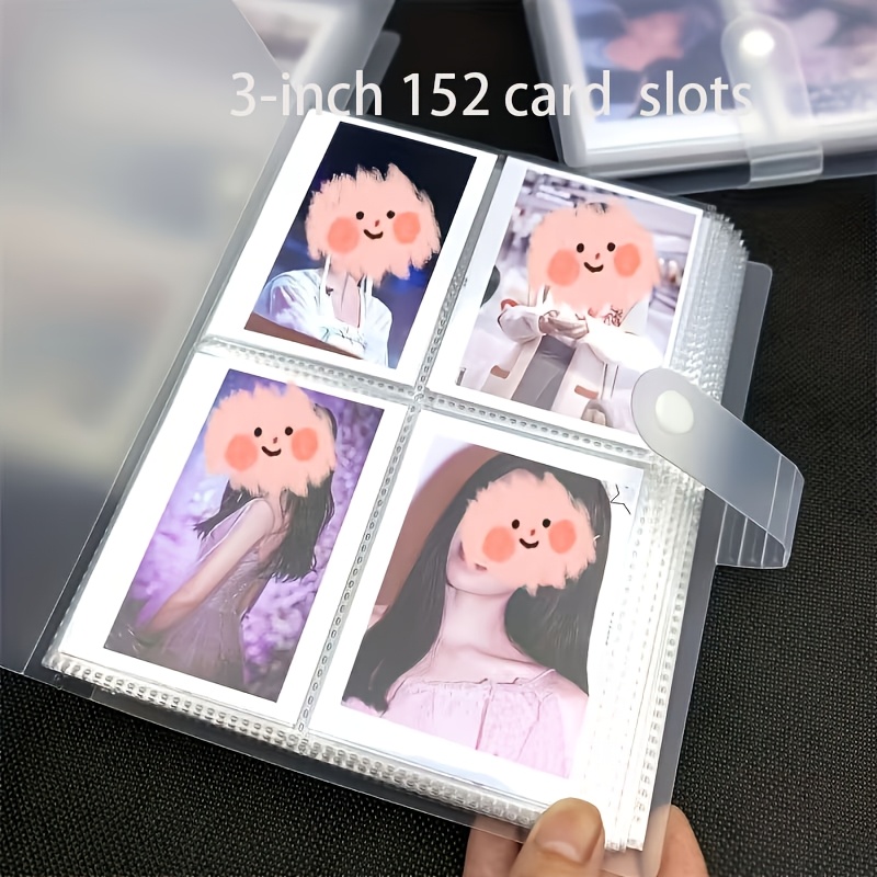Image of 152-grid Plastic Photo Album, 4 Grids Per Page, With Clasp Closure - Large Capacity For Cards, Celebrity Scrapbooks, And Polaroid Photos, Protective Cover Design, Durable Storage