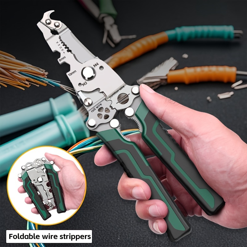 

1pc 18-in-1 Multifunctional Electrician's Tool: Foldable Wire Stripper With Clamp, Quick Cutting & Stripping, Screwdriver & Wrench - High Carbon Steel, , For Diy, Home & Construction Projects