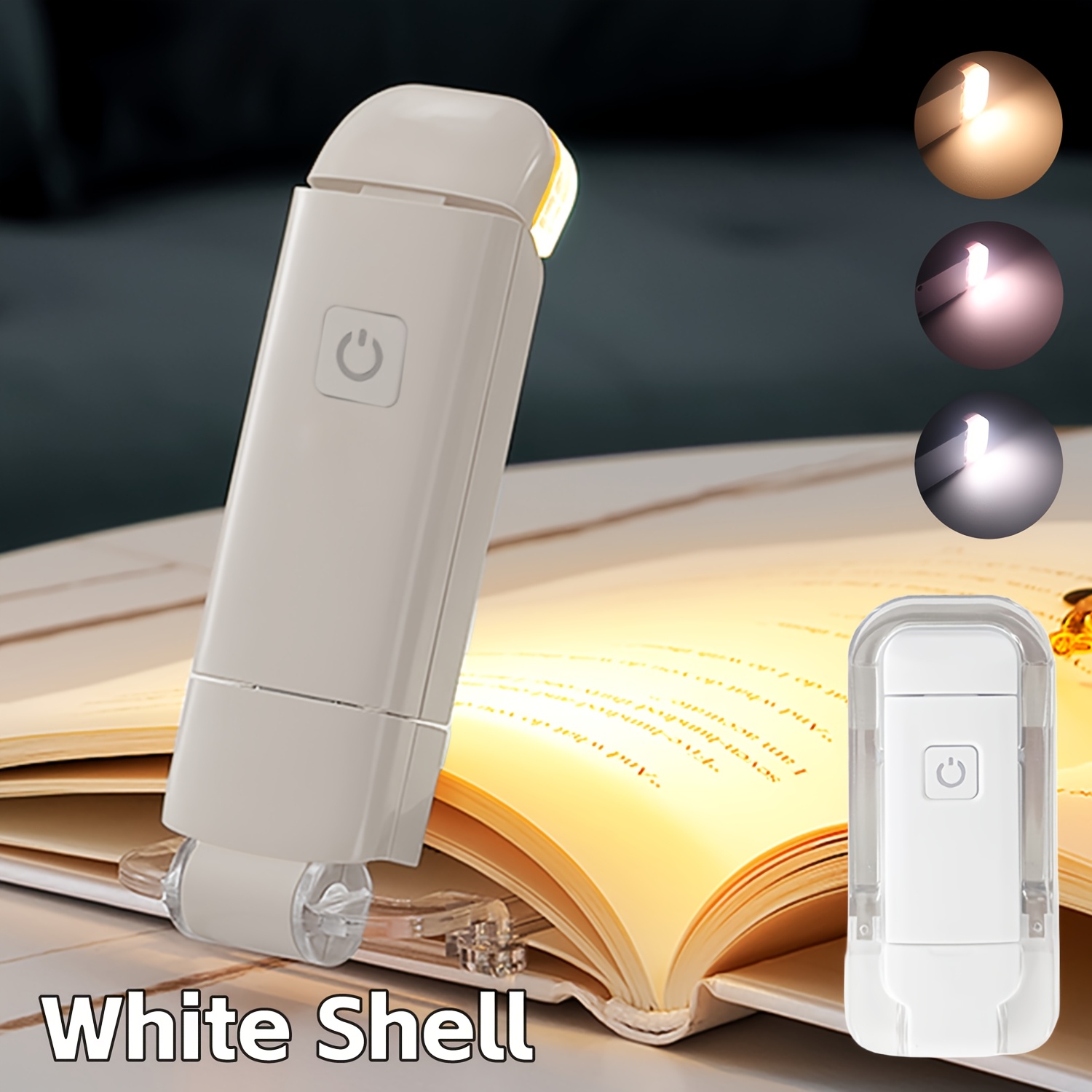 New Usb Rechargeable Folding Reading Light, Eye Protection Reading Book Night Light For Night Reading, 3 Lighting Colors, 3 Adjustable Brightness, White Shell, Book Clips, Portable And Easy To Store