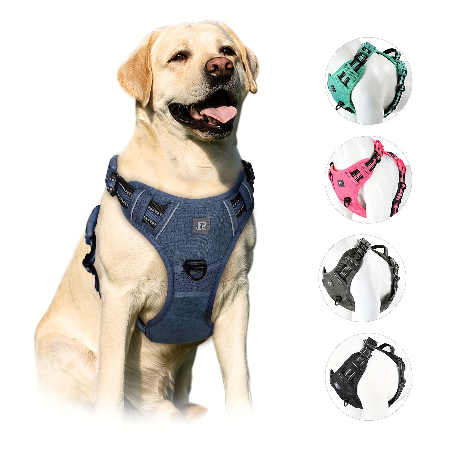 Escape Proof Dog Harness, Escape Artist Harness, Reflective Dog Harness  with Handle, Durable,Adjustable Vest for Small Medium Large Dogs Walking