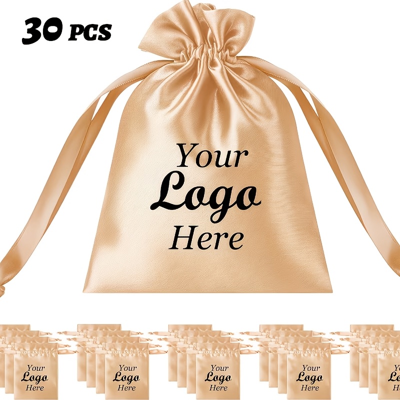 TEMU Lot de 30 sacs cadeaux personnalisables en satin avec cordon de serrage - Pochette à bijoux et personnalisée pour , Saint-Valentin, remises de