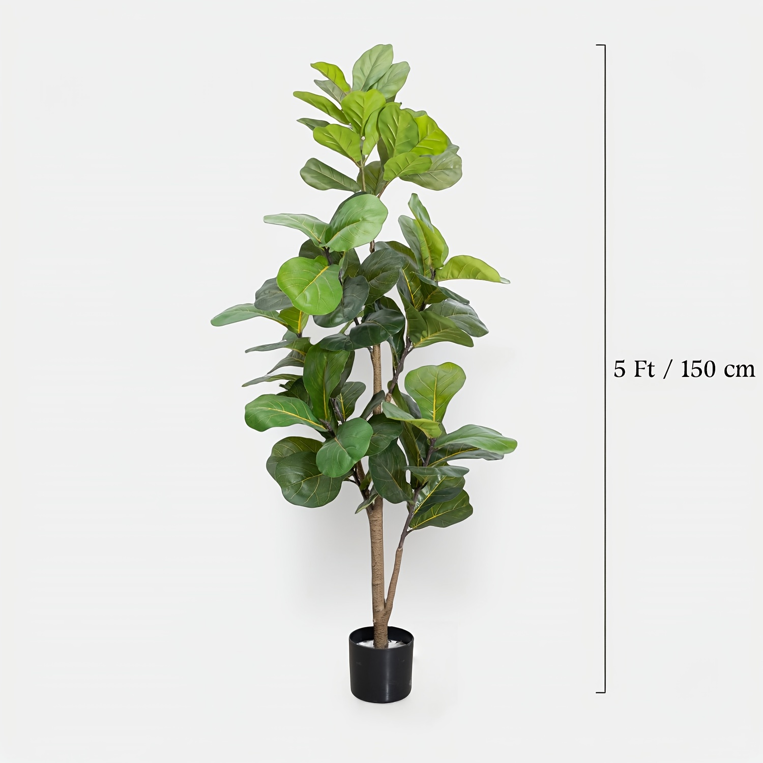 Image of 1pc 150cm/5ft Faux Fiddle Leaf Artificial Greenery Plants In Black Pots Decorative Trees For Indoor Outdoor Greenery For Christmas, Thanksgiving, Valentine's, Mother's Day & Graduation