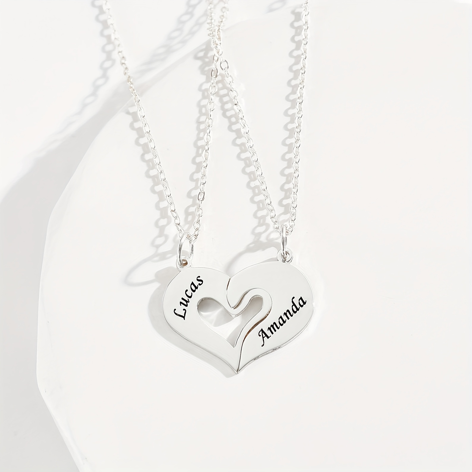 Custom Couple's Half-Heart Necklace Set