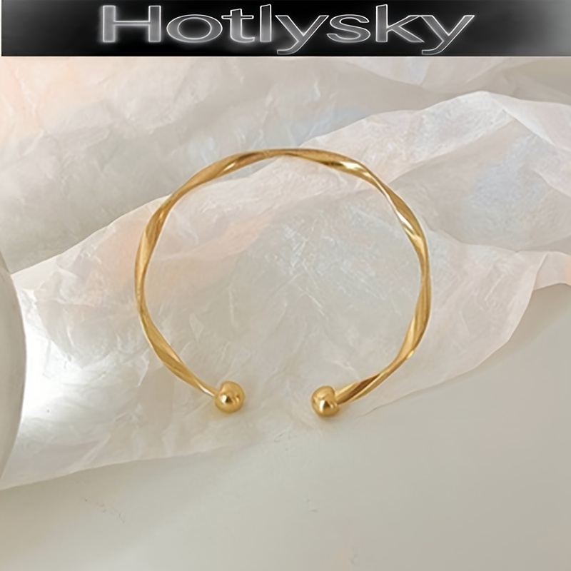 TEMU 1pc Women's Fashion Bracelet Open Bangle Steel Plated Craft Irregular Ring Design Unisex Mother Girlfriend Bestie Gift