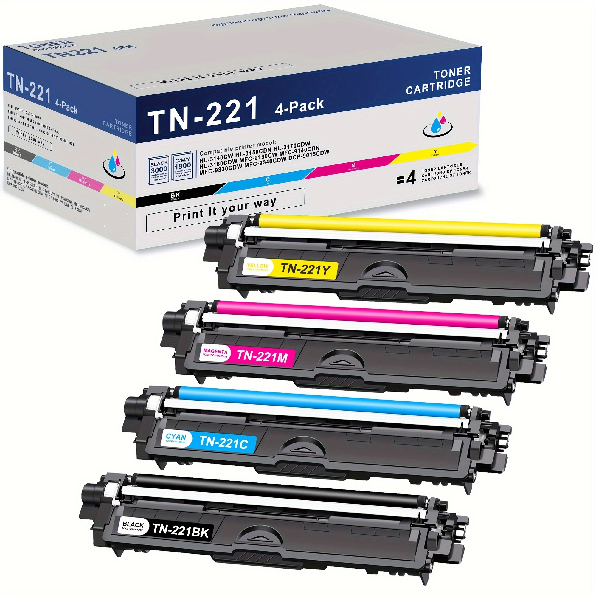TN-310 Black Toner Cartridge Replacement For Brother Printers - 2500 Page Yield