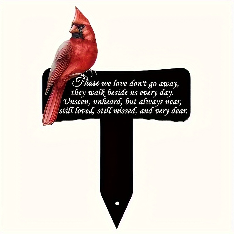 

1pc Waterproof Memorial Garden Stake With Red & Inspirational Quote - Plastic, No-battery Needed, Rustic Style Sympathy Grave Marker For Outdoor Cemetery, Garden Decor, Memorial Decorations For Graves