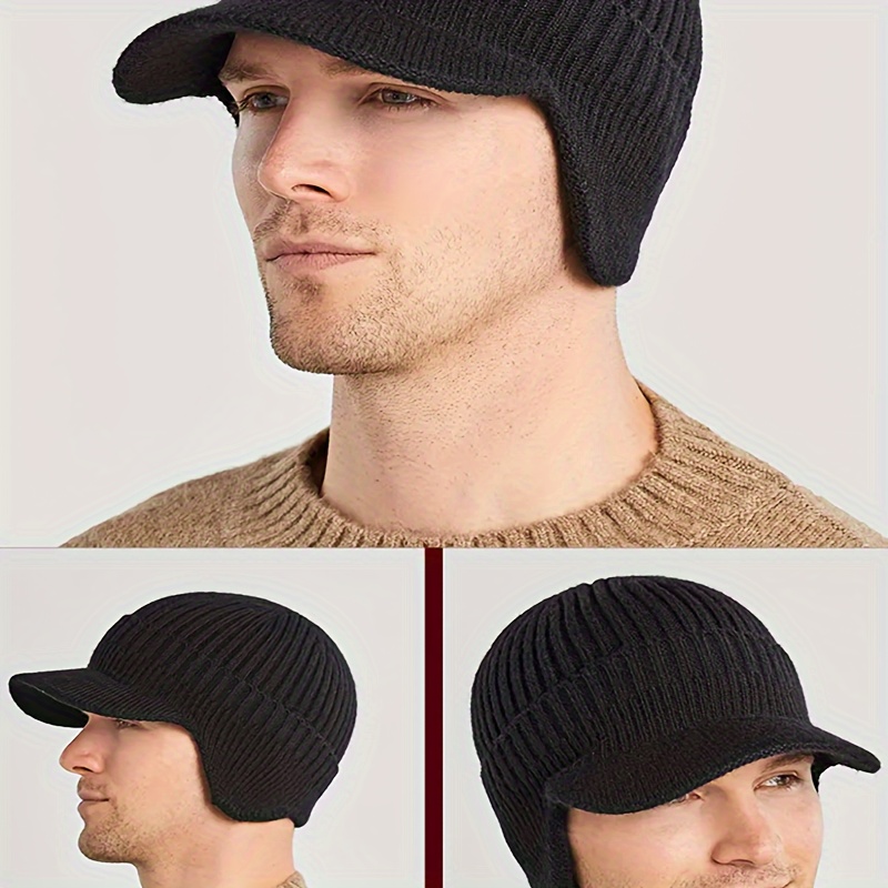 

Men's Winter Knit Beanie With Ear Flaps - Fleece-lined, For Outdoor Activities, Halloween, Christmas, Thanksgiving, Ramadan, New Year