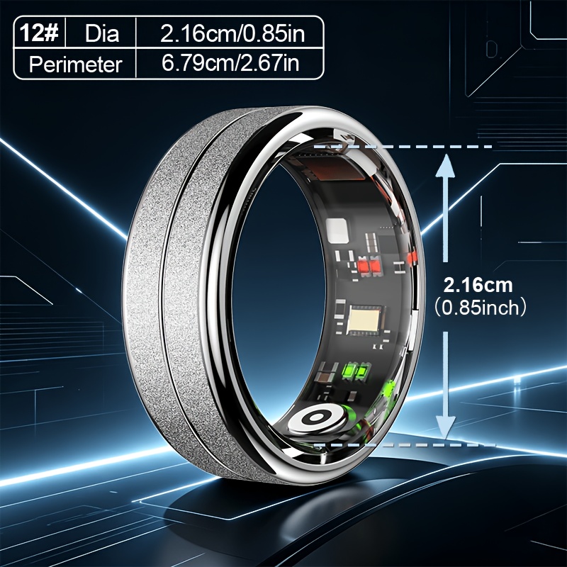2026 New Gwenland Frosted Smart Ring - Wireless Connection, Fitness Management, Magnetic Charging, Battery Capacity 15mah (size 8) / 18mah (size 9-13), Waveform Photography, Multiple Sports