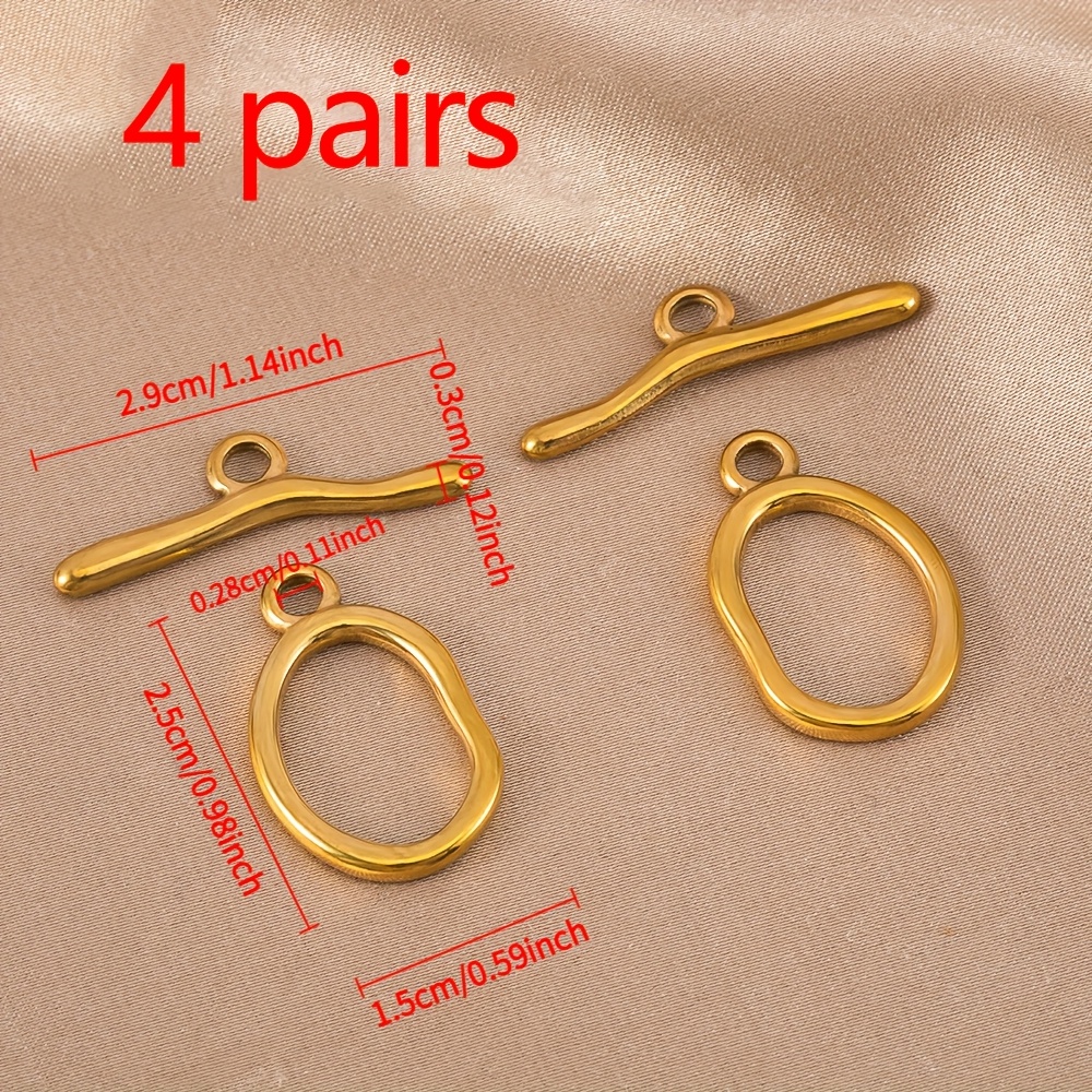 Image of 4 Sets Fashion Jewelry Making Ot Clasps Stainless Steel Closing Clasp 2 Models Optional For Diy Handmade Homemade Necklace Bracelet Jewelry Connection Supplies