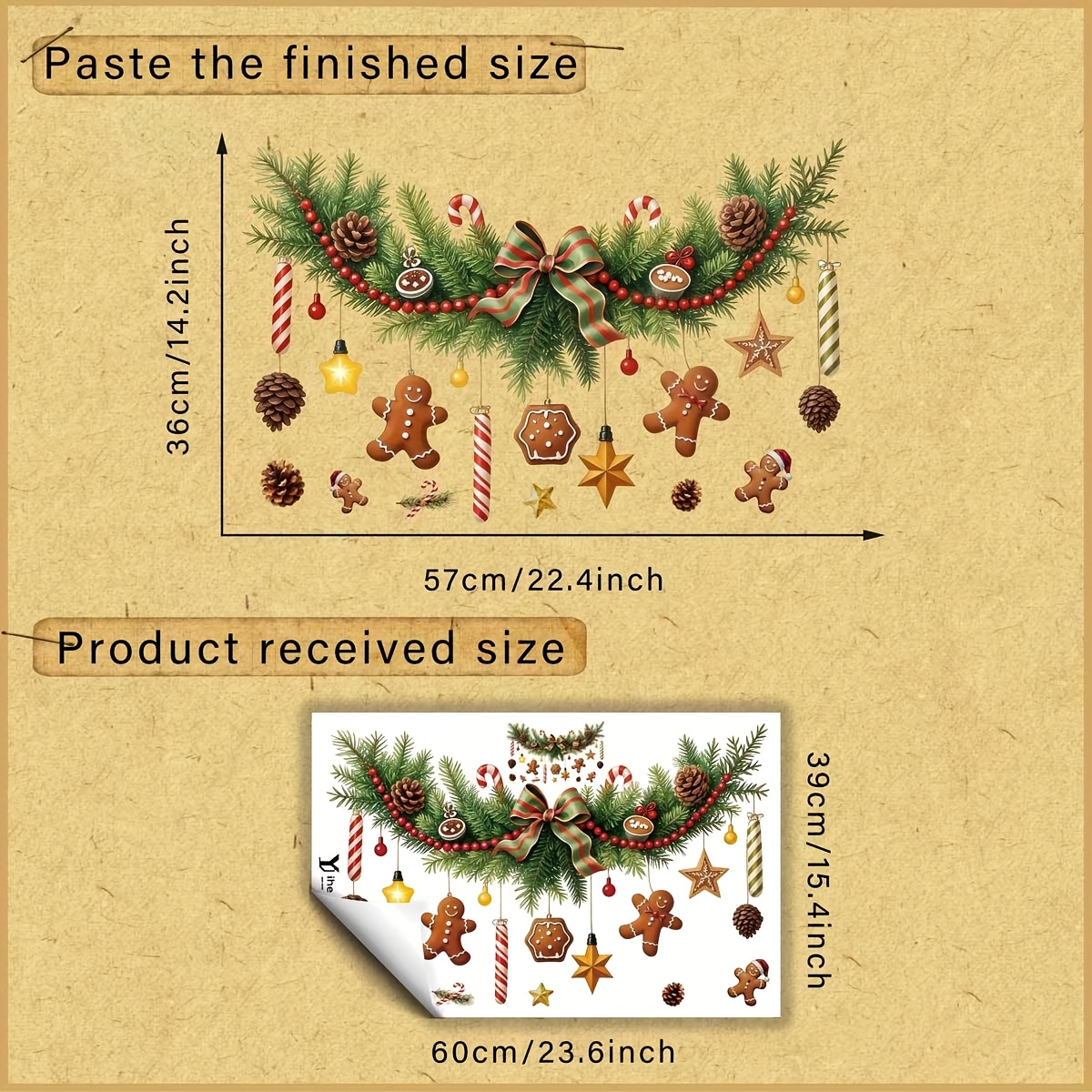 TEMU 1 stuks kerstthematische raamstickers met snoepstokken, speculaasmannen, naaldpalmen en sterren, ontworpen voor projecten. Deze zelfklevende,