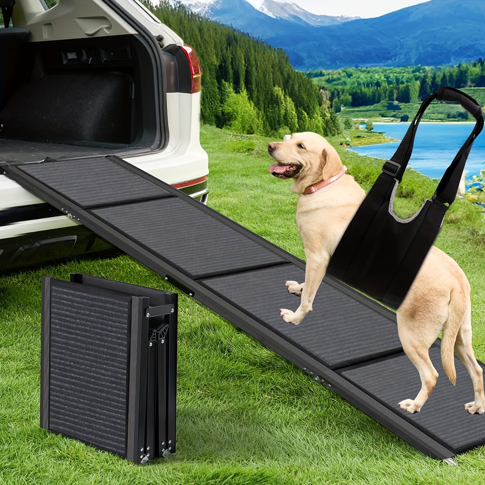 

Superlele 2pcs Dog Ramp For Car, Portable Pet Ramp With 1 Built-in Handle, Folding Dog Ramp For Large And Small Dogs, Non-slip, Outdoor Dog Ramp Into A Sedan, Suv And Trucks