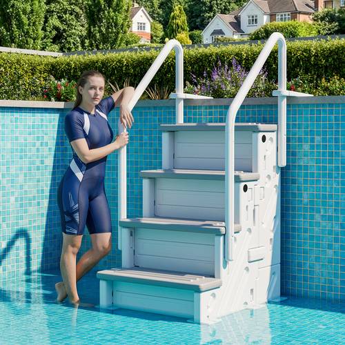 pool ladder above ground heavy duty 4 step pool ladder with dual handrails and non slip steps 500 lbs load capacity for 46 58 inch