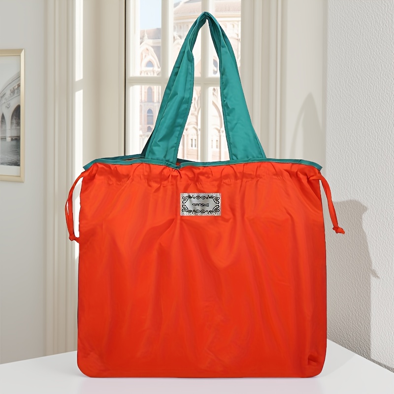 TEMU Sac Fourre-Tout PVC Durable avec Design à Cordon Réglable - Sac de Courses Réutilisable de Haute Qualité en (Bleu, Vert, Rose, Jaune, Violet) -