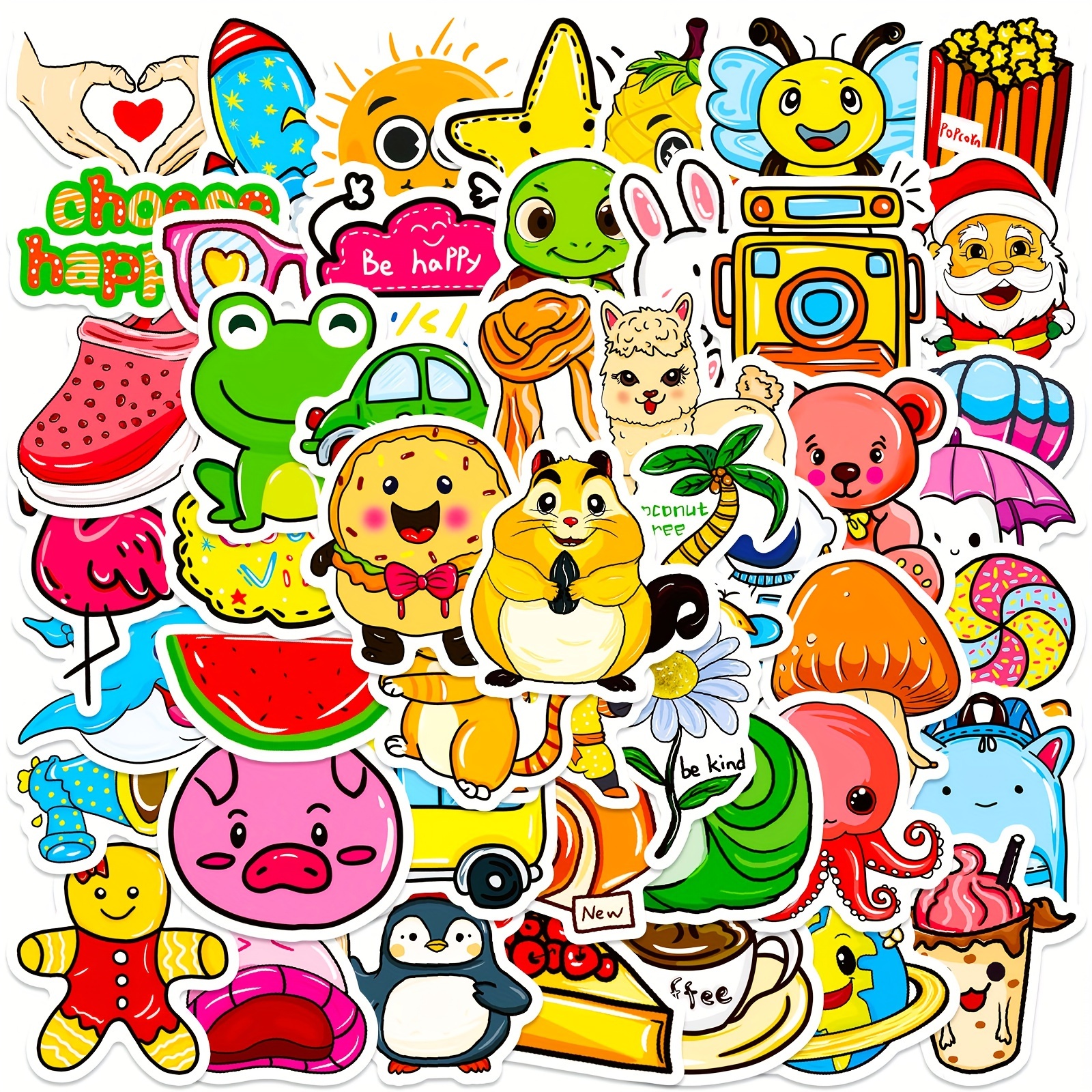 Cute Animal Doodle Stickers Perfect For Water Bottles - Temu