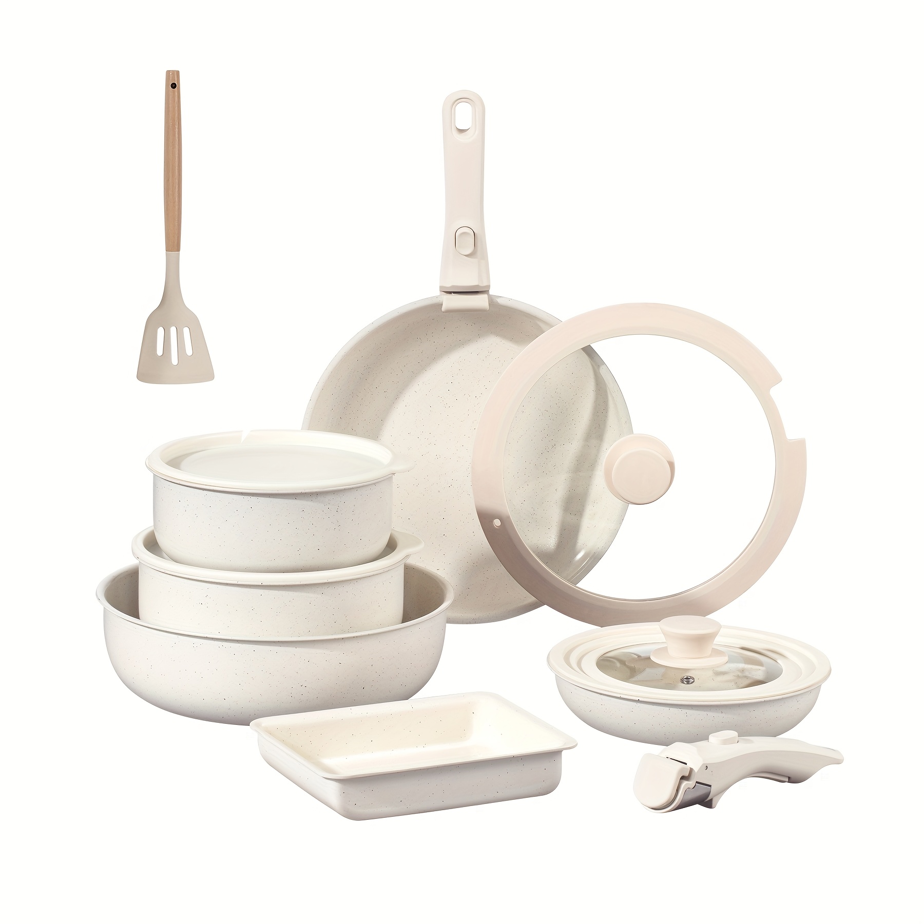 TEMU 13pcs Ceramic Coating Cookware Set Nonstick, Pots And Pans Set Non Stick, Non Toxic Cookware, Dishwasher/oven Safe, Rv/camping Cookware Set, Pan