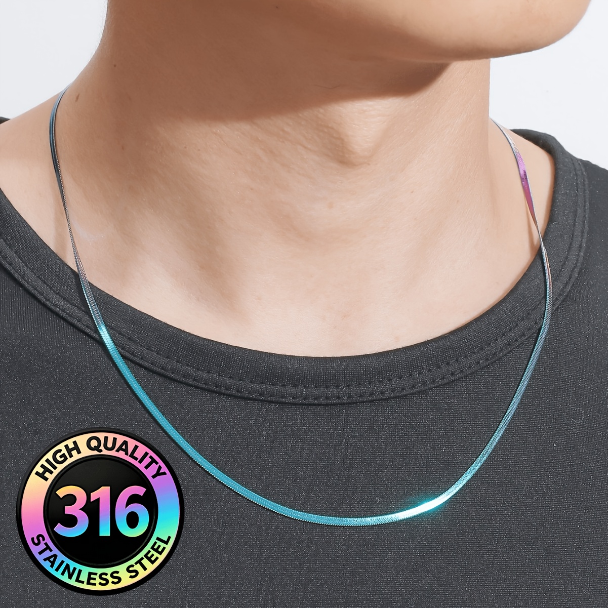 Women's 18K Gold Plated Iridescent Snake Bone Necklace