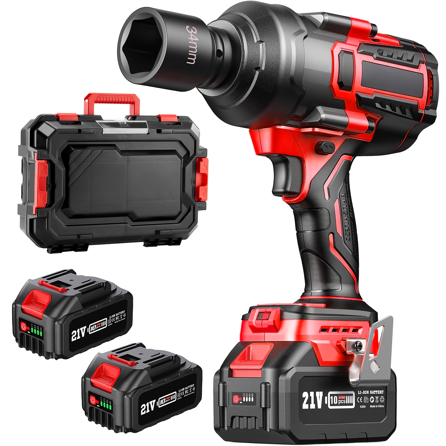 700 Nm Cordless Impact Wrench, With .0ah Lithium Battery & Quick Charger, 516 Ft-lbs 1/ 2 Inch Brushless Electric Impact Wrench For Home And Car, 5 Sockets, 4 Screws, 4 Drills