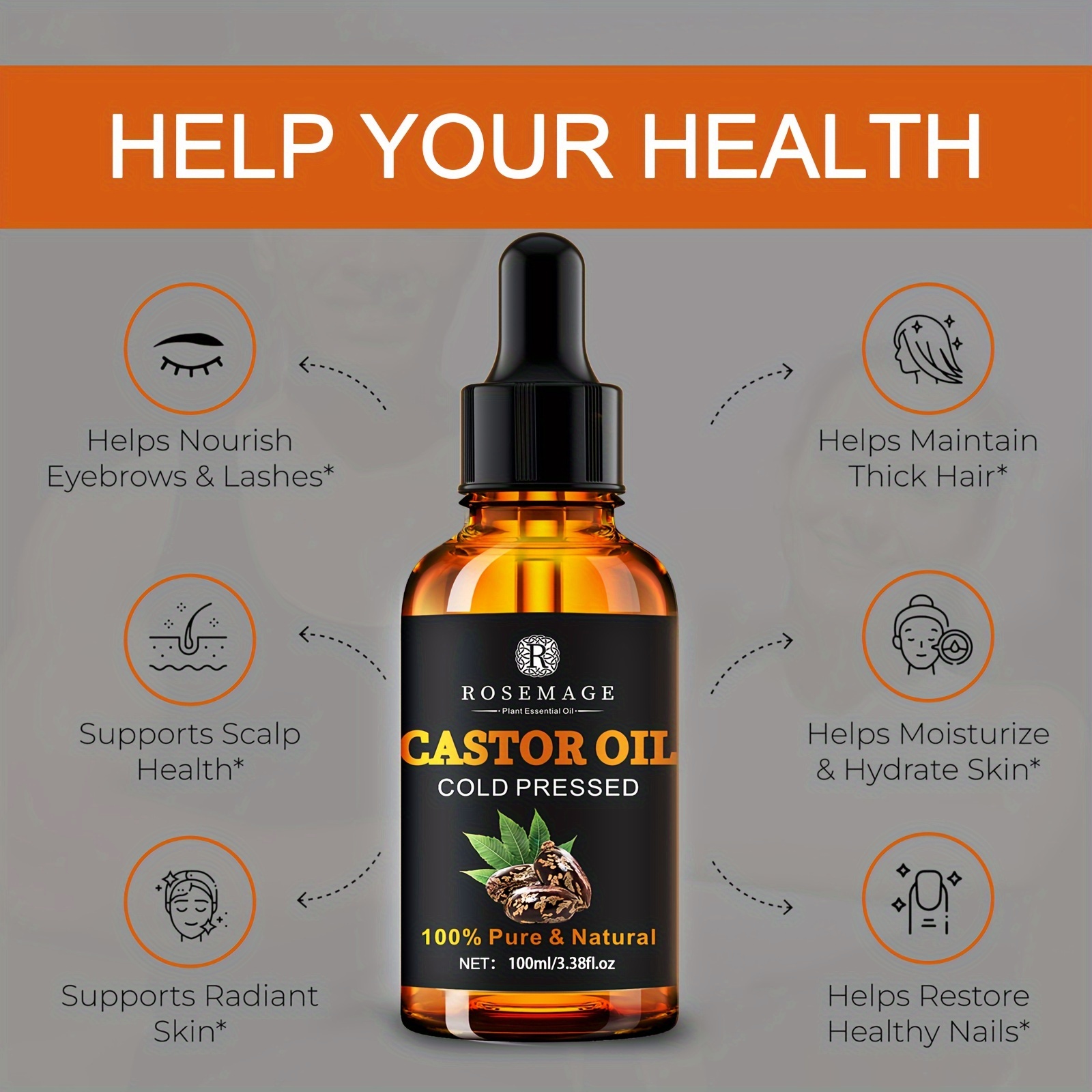 castor oil   cold pressed rich hydration for dry hair eyelashes eyebrows light beige scalp nails and body care essential oil unrefined hexane free details 5