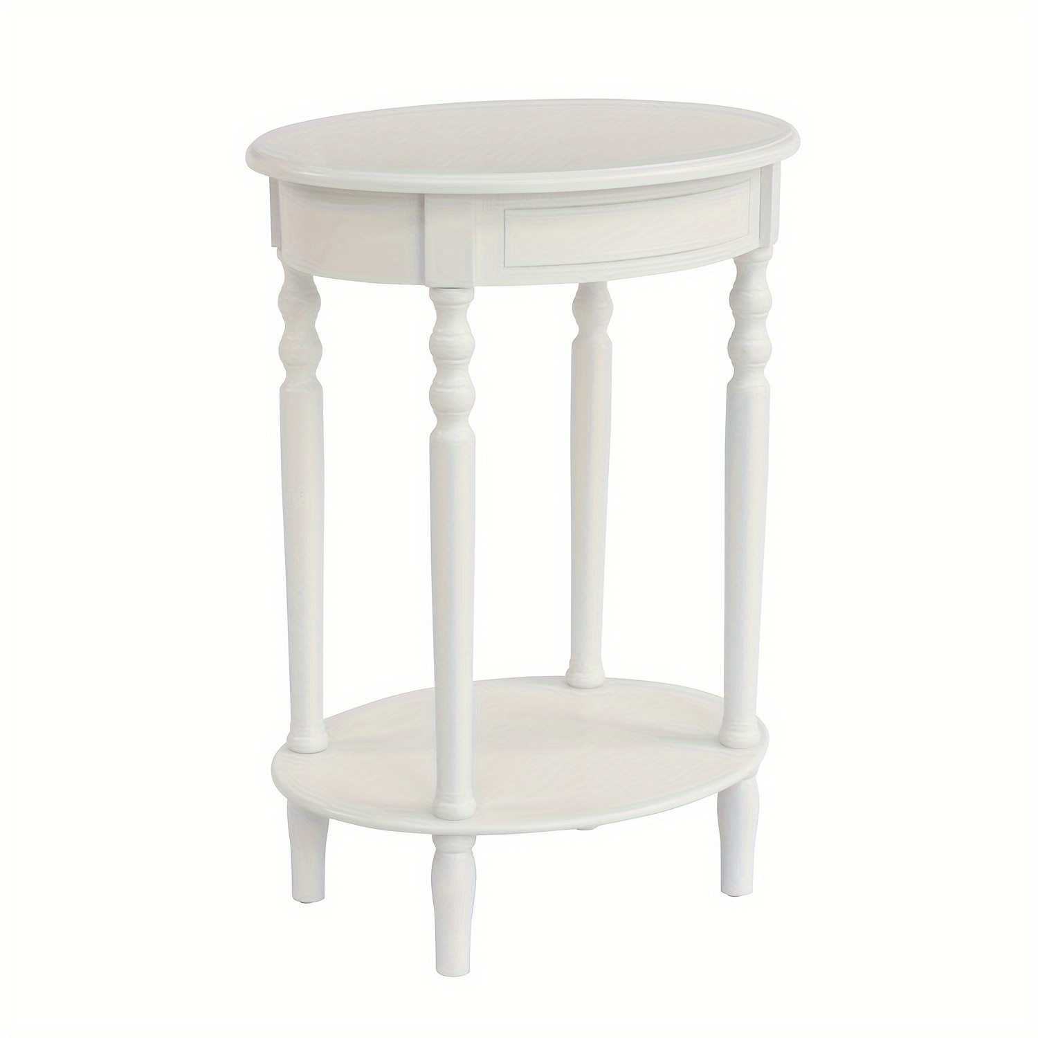 

Oval Wood Shelf Accent Table, 27 In H X 19.5 In W X 15.5 In D, Antique White