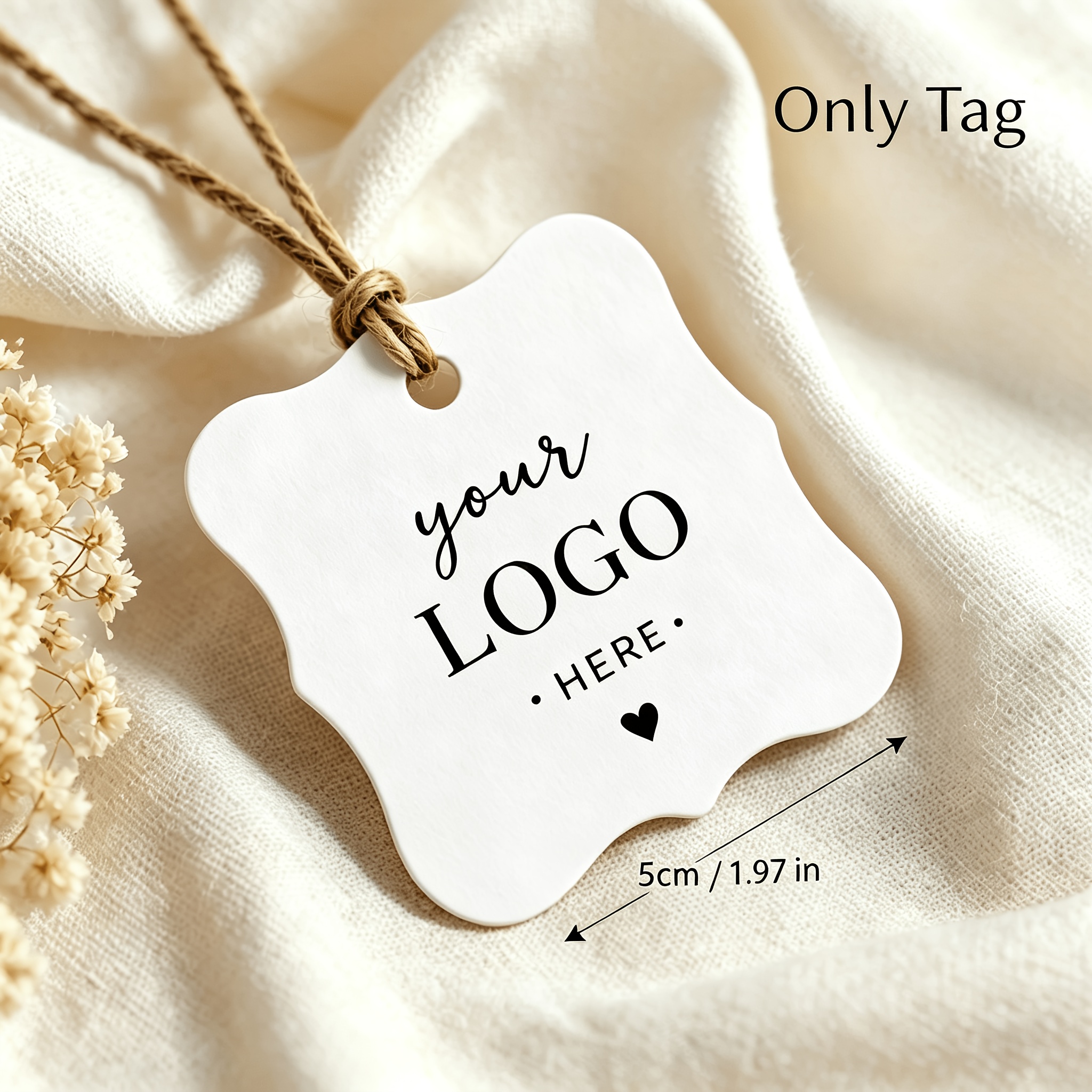 TEMU Personalized Custom Wavy Edge Square Hanging Tag, Suitable For Gift Packaging, Wedding Party Favors, Boutique Handmade Goods Branding