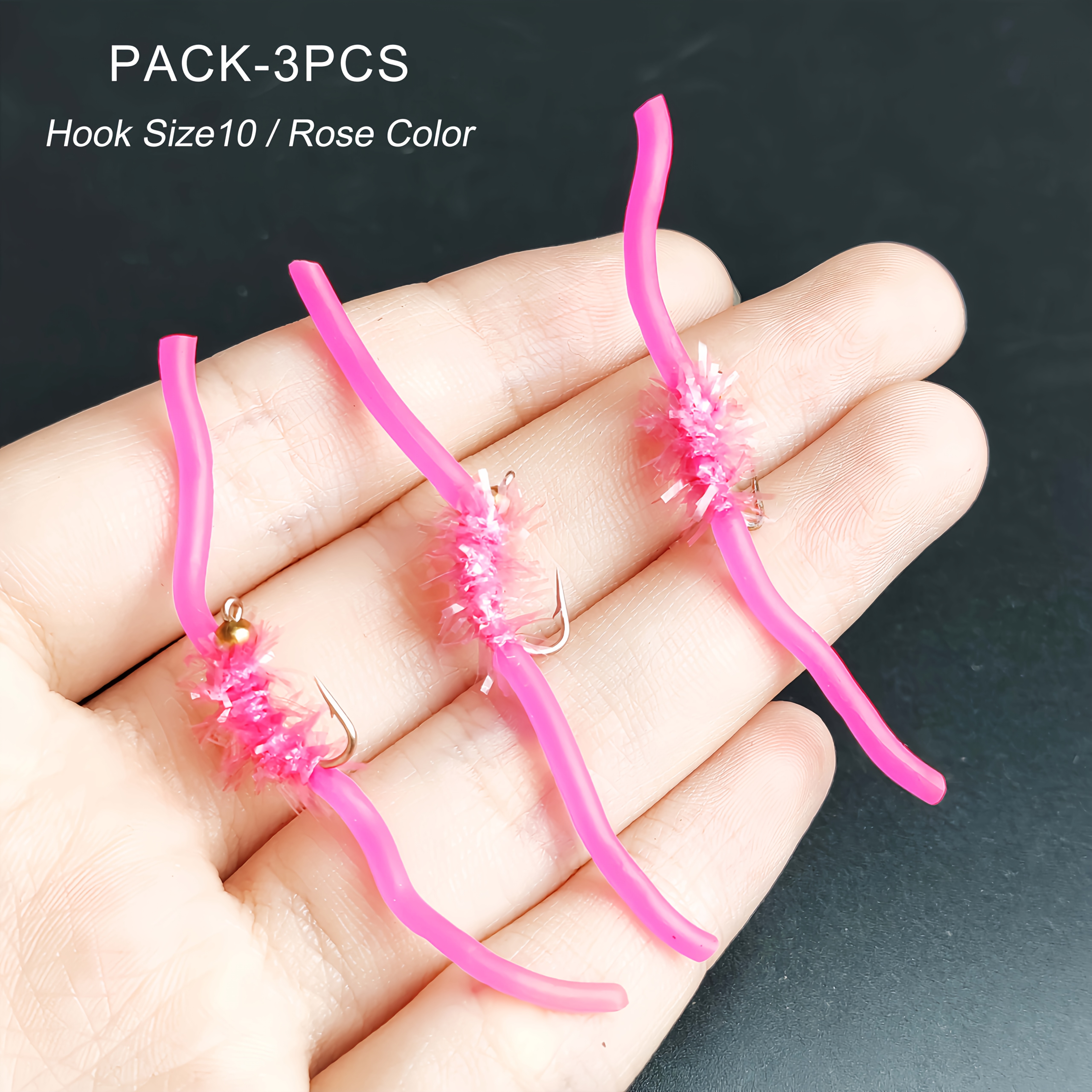 TEMU 3/6pcs Wet Fly Fishing Bait Squirmy /san Worm Fly Trout Fly Fishing Lures Nymph Artificial Insects Bait