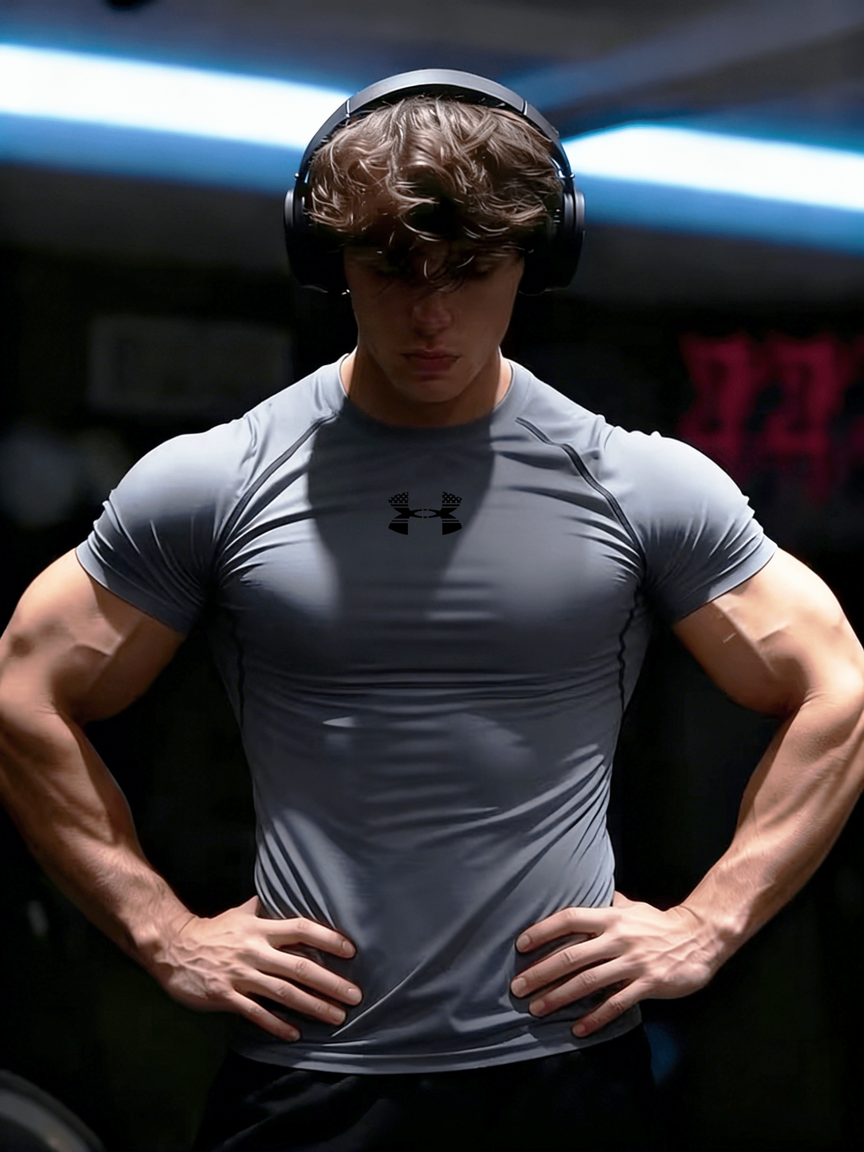 mens athletic fit quick dry t   breathable fabric high   compression   sleeve tee suitable for outdoor activities cycling running and   training   deformed h letter fitness training apparel