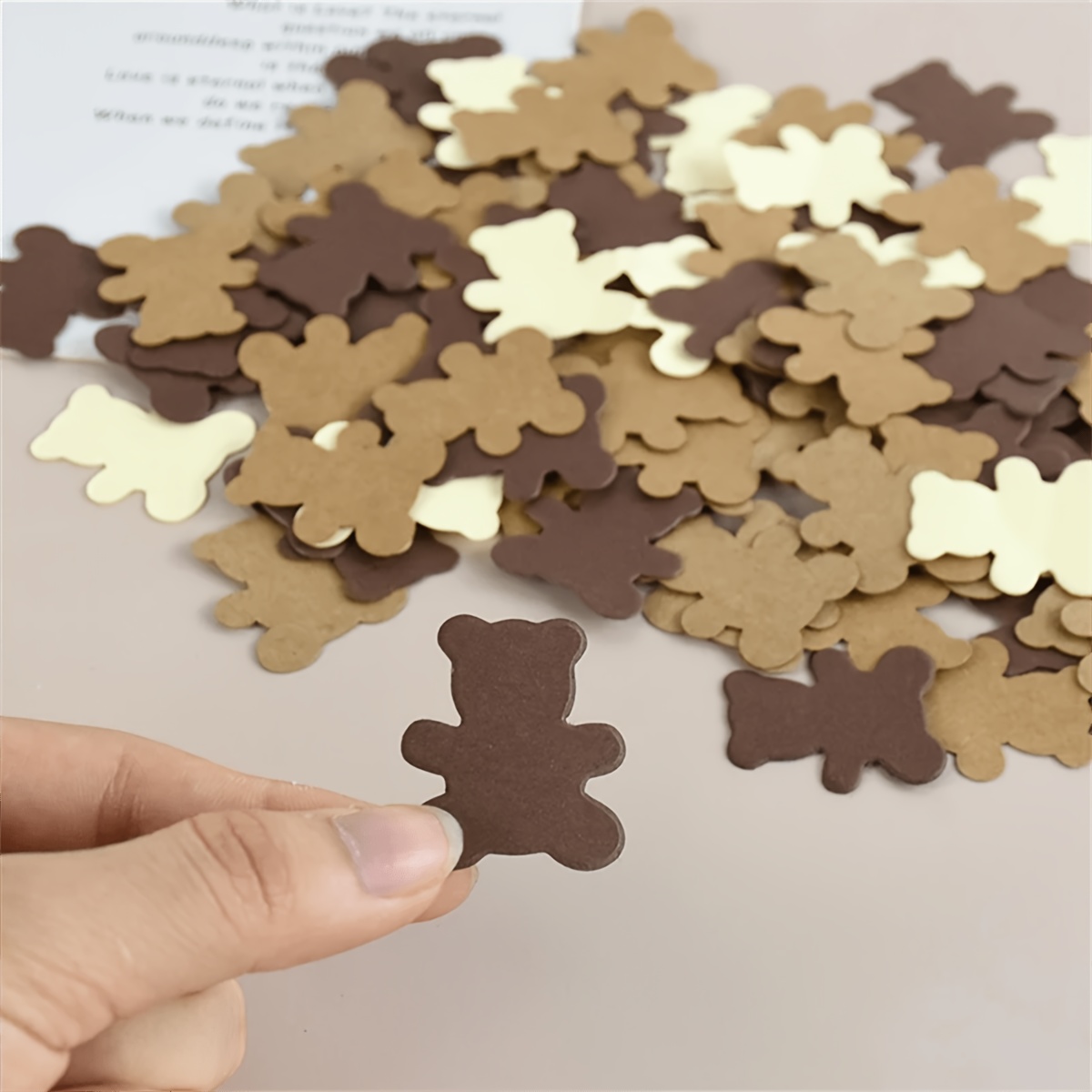 

100pcs Teddy Bear Paper Confetti Pack For Gender Reveal, Birthday Party Decorations - Coffee/light Brown/ Table Scatter Supplies