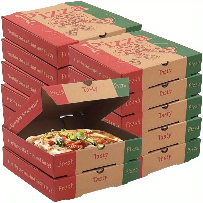 of 10 corrugated pizza boxes made of   paper ideal for takeout suitable for pizza cakes and biscuits