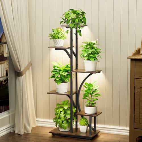 1pc indoor plant stand lights 6 tier corner indoor display stand 45 multi functional small metal shelf for plants curved shaped plant shelf holder for living room study bedroom plant room balcony entrance home decor