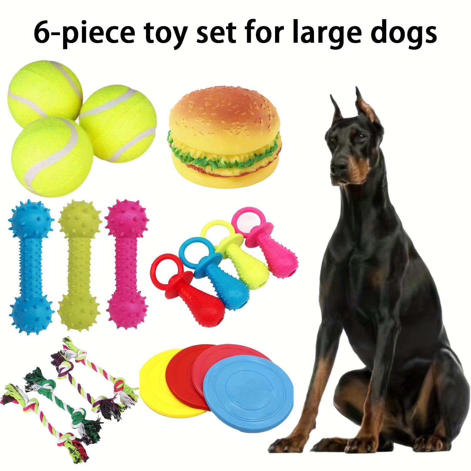 

6pcs Dog Toy Set For Breeds - Non-toxic Plastic, , Cleaning, Interactive , For And Sized - No Batteries Required