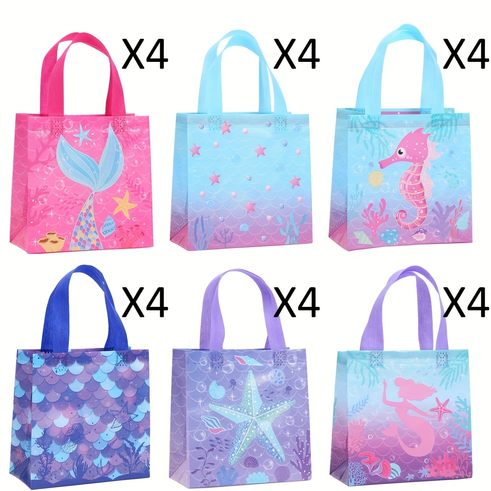 TEMU Cadeau pour elle/lui 24pcs Sacs cadeaux sur le thème de l'océan, sacs d'emballage pour de détail, sacs d'emballage cadeaux avec motif sirène,