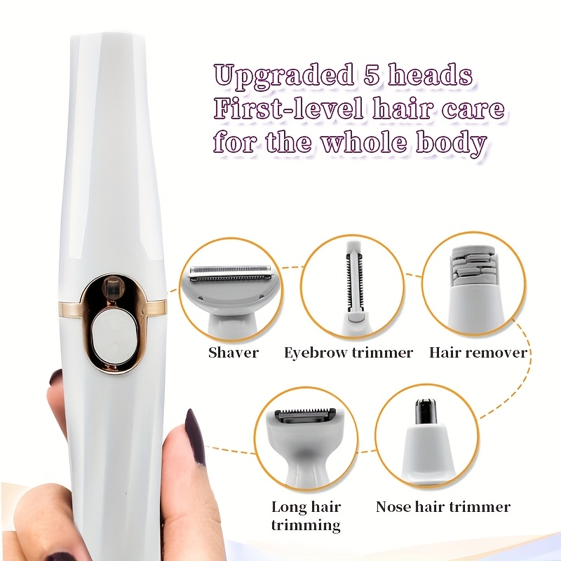 5 in 1 womens electric shaver usb rechargeable bikini and eyebrow trimmer leg hair remover nose hair remover multifunctional beauty set 5 in 1 womens shaver personal care device perfect gift for friends Product details 1