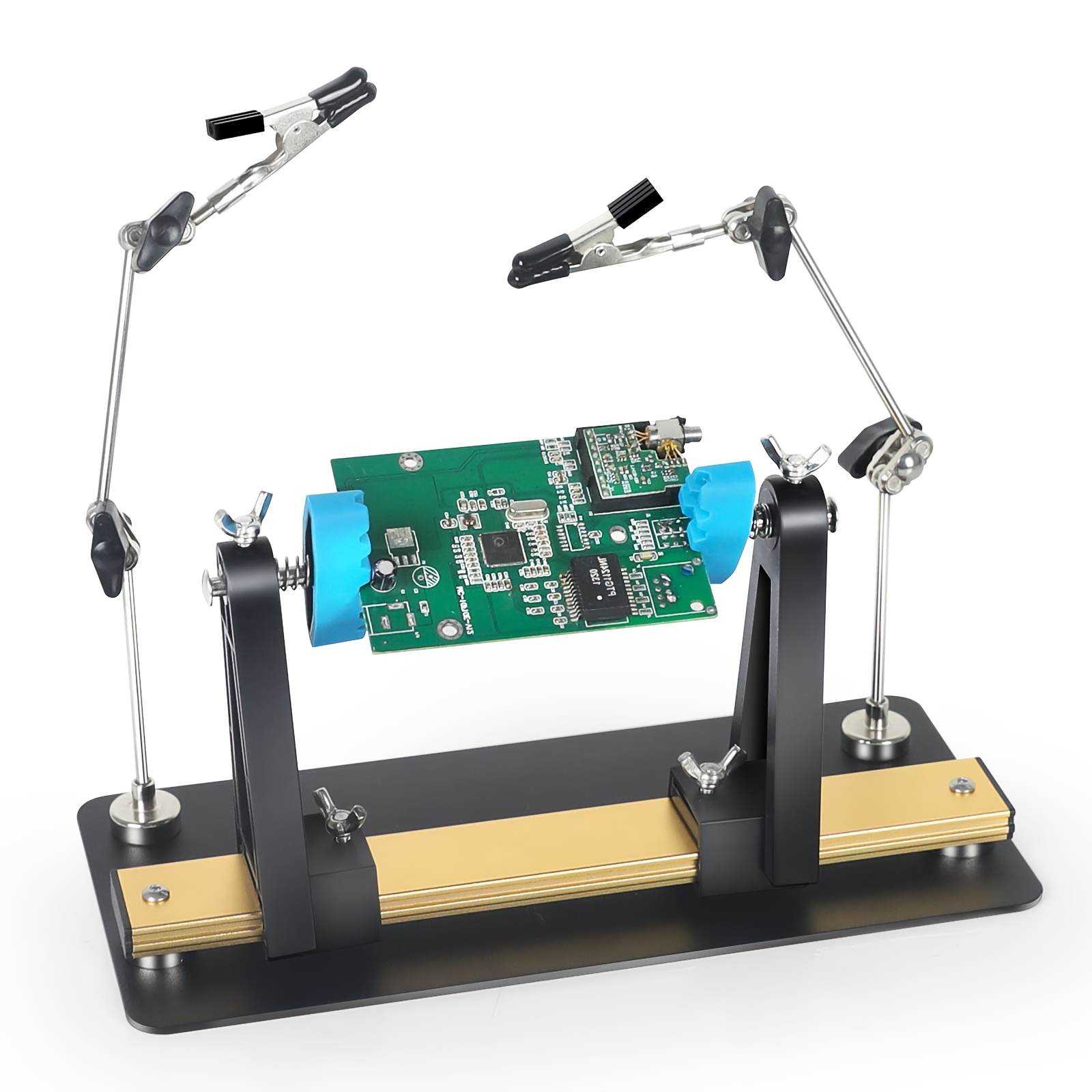 Magnetic Helping Hands Soldering Station – 12 Flexible Clamps, Steel Base, PCB Holder For Electronics Repair