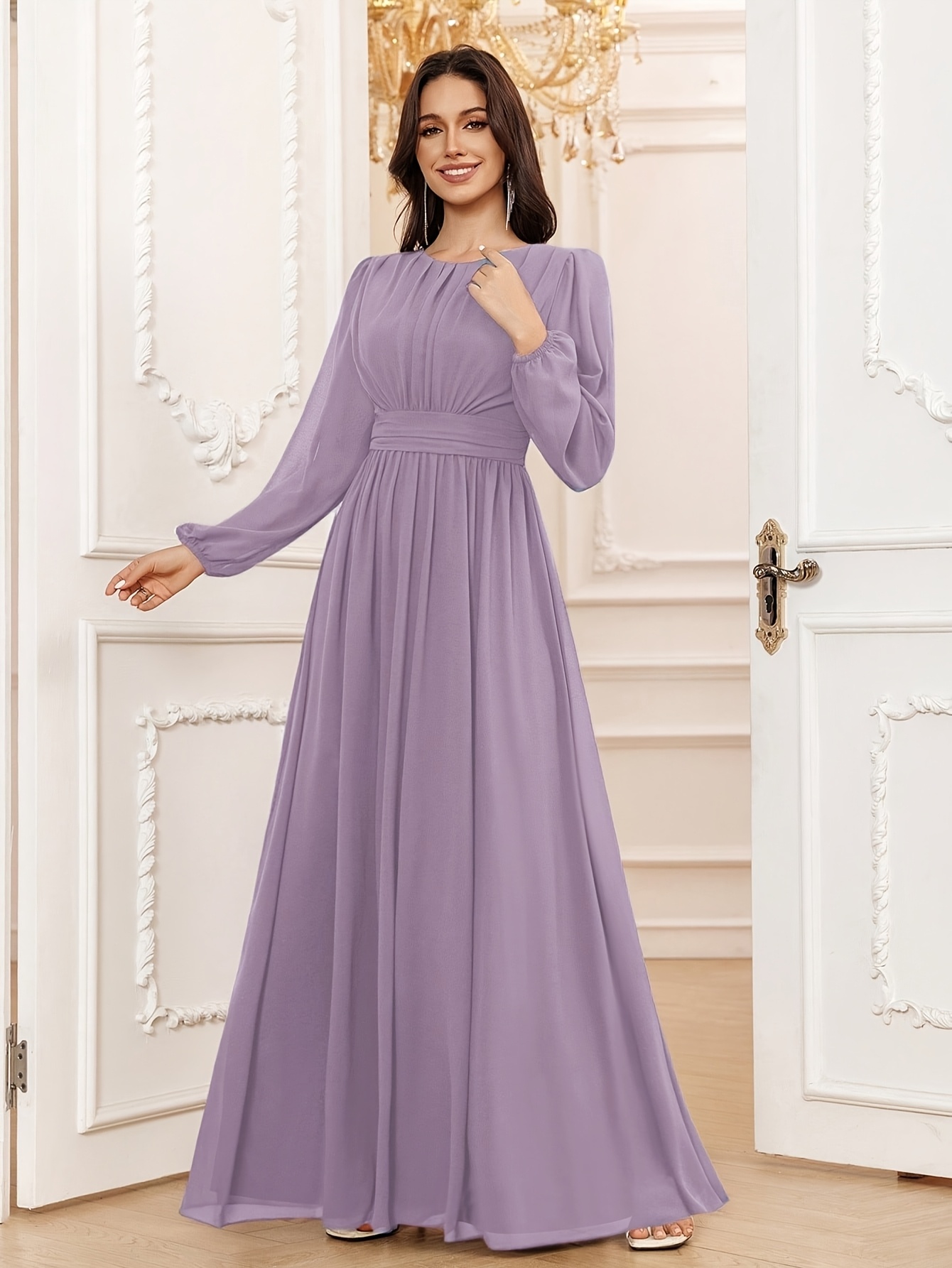 فستان VT VOLLY TOYCH للنساء - فستان زفاف أنيق بأكمام طويلة