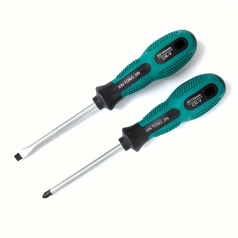 Juego de 12 Destornilladores con Puntas Cruzadas y Planas - Herramientas Duraderas de Metal y Plástico, Mangos en Color Verde Azulado, Estuche Portátil Incluido - Ideal para Proyectos DIY y Mantenimiento del Hogar, Juego de Destornilladores de Precisión
