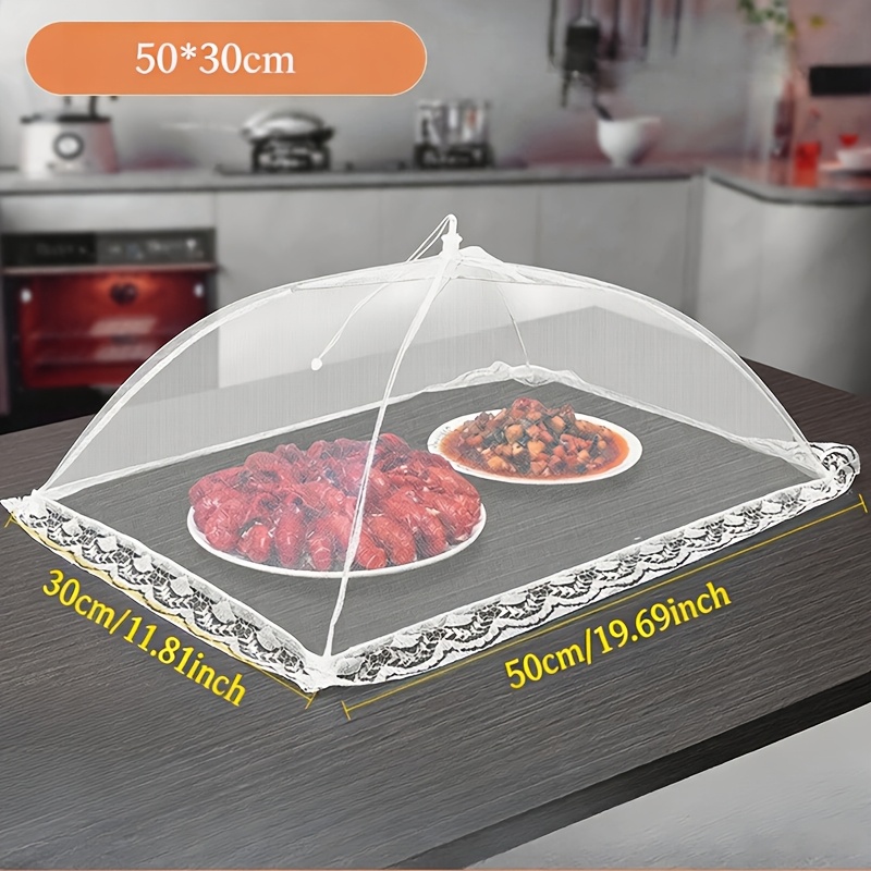 TEMU Grande housse de alimentaire en épaisse pour table à manger - Portable, -poussière et accessoire de cuisine avec bordure en dentelle, parfaite