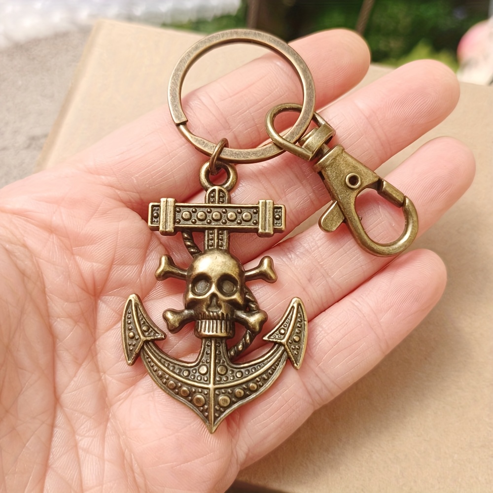 1pc Keychain Featuring A Pirate Skull And Anchor