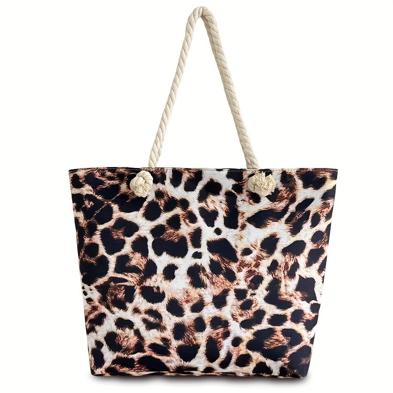Summer Women's Tote Bag, Fashionable Leopard Print Beach Tote Bag, Large-capacity Women's Handbag, Perfect For Summer Seaside Vacations